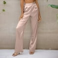 thumbnail image 2 of Pantalones palazzo de cintura alta para mujer - Pantalones holgados de color liso - Talla grande - Pantalones cómodos y holgados de algodón y lino con bolsillos, 2 of 7