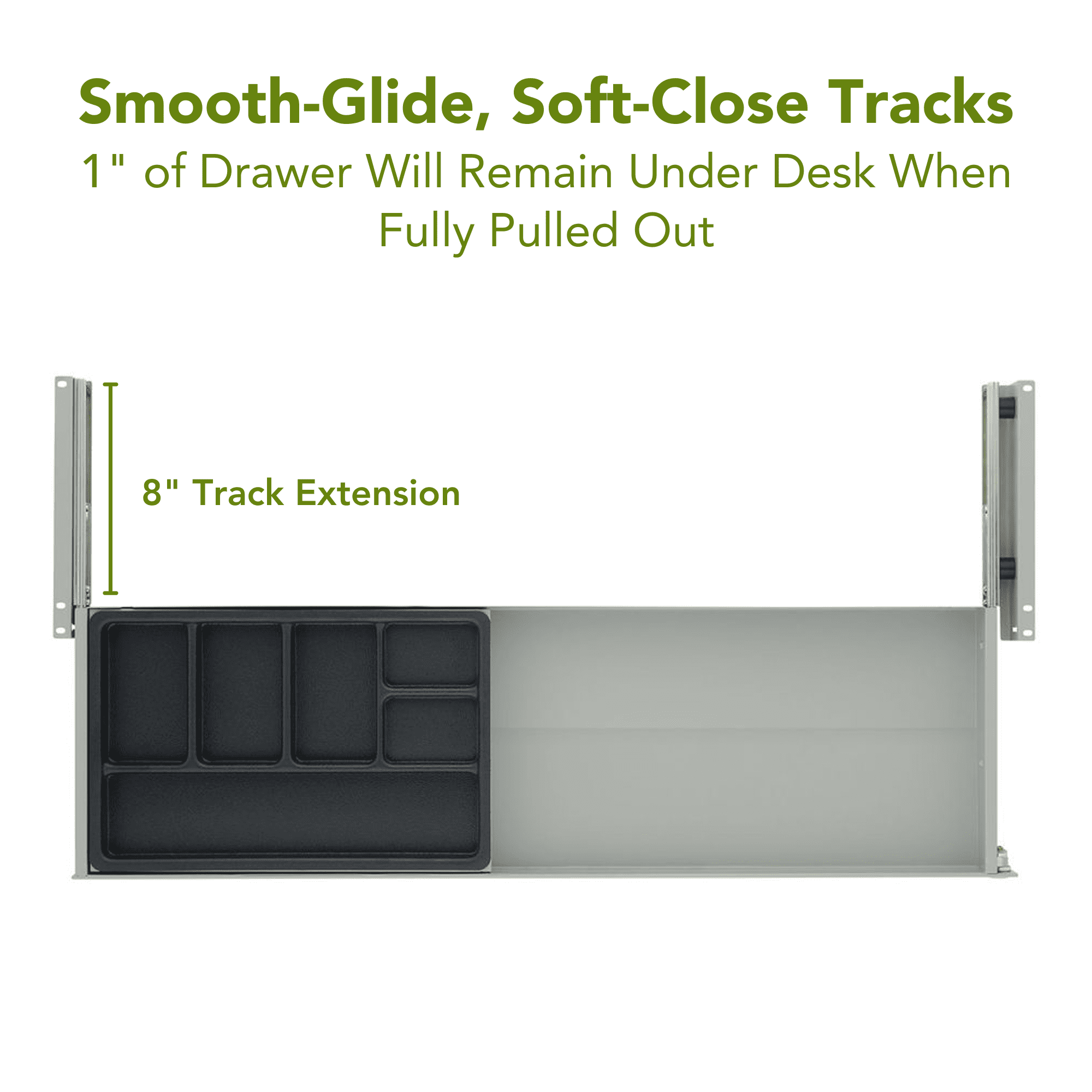 PERFECT POSTURE under desk storage drawer with lock, slim design, 33" x 9.4" (Gray)