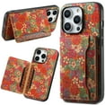 thumbnail image 5 of Retro flower figure PU leather phone case for iPhone 17 Air 17 Pro Max 16E 15 Plus 14 13 12/12pro 11 16promax 15pro 13promax card bag kickstand cover, 5 of 8