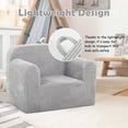 thumbnail image 2 of Ulax Furniture Kids Foam Sofa Chair with Removable Sherpa Slipcover and Hand for Bedroom or Playroom(Gray), 2 of 5