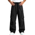thumbnail image 4 of Men's Baggy Wide Leg Cargo Pants for Hiking Work Travel, Parachute Pants Elastic Waistband Quick Dry Lightweight Capming Pants with Large Flap Pockets, 4 of 9