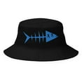 thumbnail image 4 of Clishirt Adult Unisex Embroidered Blue Fish Cotton Black Bucket Hat, 4 of 4