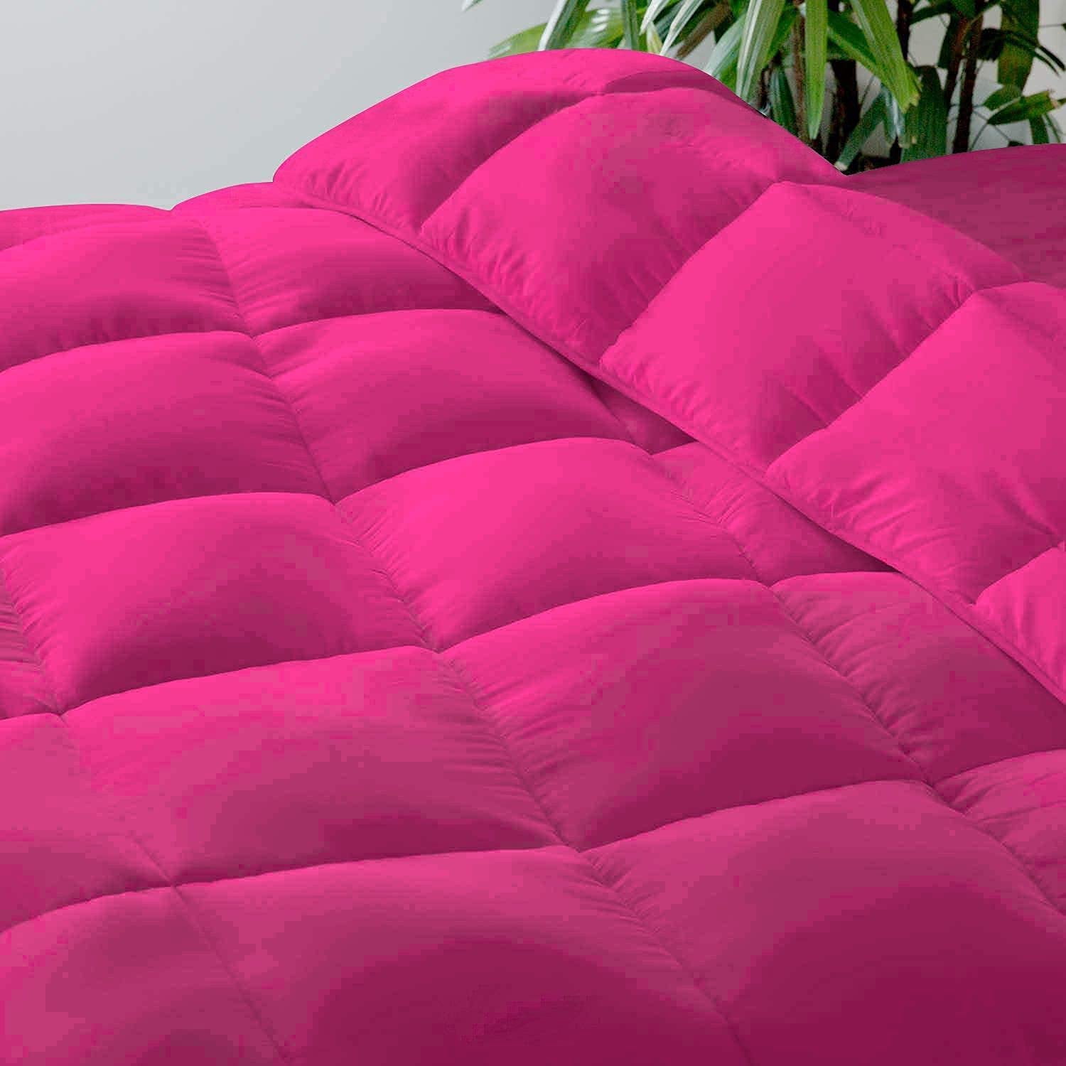 Reliable Bedding 100% Cotton Comforter, All Season Quilted, 600 Thread Count,Luxury Box Stitched Comforter Set, Cooling Soft Bedding Set !!(Hot Pink,King/California King)
