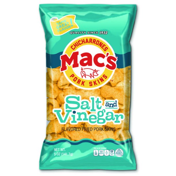 Mac's Salt and Vinegar Pork Skins; 5 oz. Snack Bag