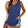 thumbnail image 5 of HomeGardon Clearance!Women Tank Tops Summer Solid Colour Tank Tops Plus Size,Womens Tank V-Neck Basic Casual Flowy Summer Sleeveless T-Shirt,S-XXL, 5 of 8