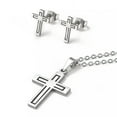 thumbnail image 3 of QQTDFG Stainless Steel Set Pendant Necklace Stud Earrings Lobster Cross Silver 17" A463-default, 3 of 5