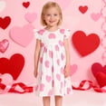 thumbnail image 2 of Toddler Valentines Dress for Girls Heart Print Ruffle Sleeve Swing A-Line Casual Sundress Girls Summer Dress Girls Clothes Size 2-3 Years, 2 of 4