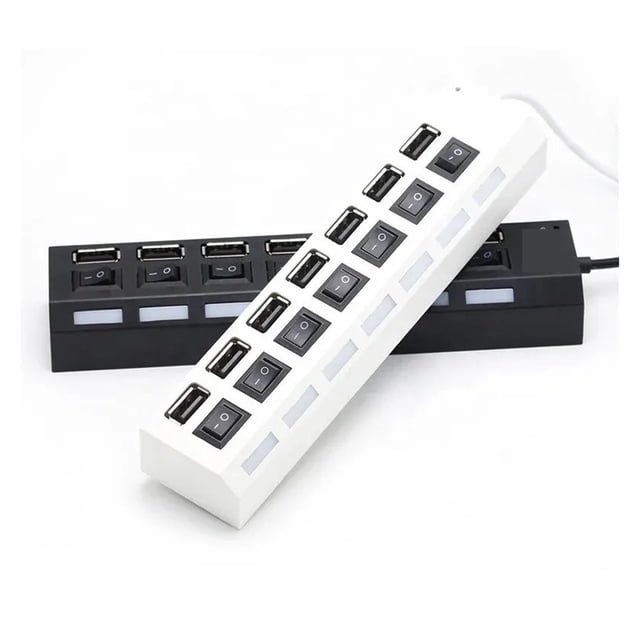 USB Hub 7 Port Multi USB Splitter Power Adapter Multiple Expander With On Off Switch For PC Laptop ,Powerful Charging