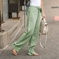 thumbnail image 3 of UTTOASFAY Woman Pants Fashion Womens Solid Bandage Loose Casual Pants Wide Leg Leggings Bottom Long Pants Green 6(M), 3 of 4
