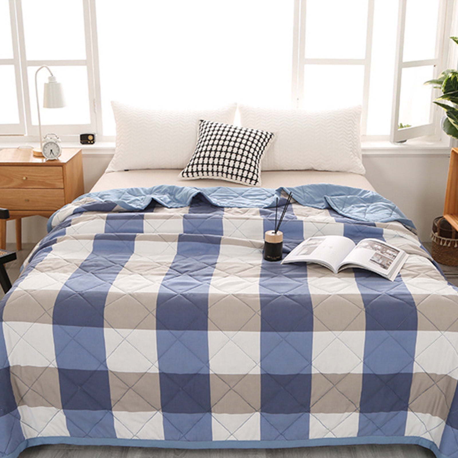 Quilt Queen Size - Summer Conditioning Quilt, Oversized Bedding Soft Coverlet Quilts Queen Size, Naked Sleeping Skin-friendly Washed Cotton Refrigerated Comforter for All Season(79 x 59 in)