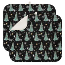Black Christmas Tree Pattern Dish Drying Mat for Kitchen 1 Pack, Ultra Absorbent Microfiber Dishes Drainer Mats,16x18in(41x46cm)