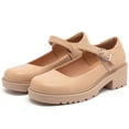 thumbnail image 3 of DADAWEN Women's Mary Jane Shoes Platform Thick Heel Dress Shoes Nude 8.5 US, 3 of 4