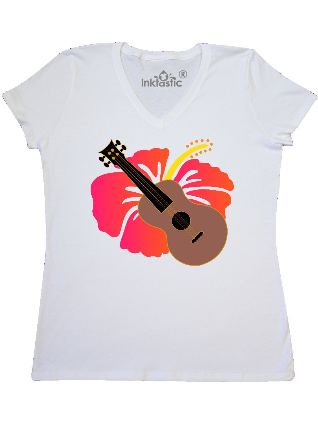 INKtastic Ukulele Hawaiian Music Gift Women's VNeck TShirt