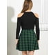 thumbnail image 5 of Minifalda de cuadros estilo patinadora metálica con cremallera y cintura alta para mujer Verde S, 5 of 7