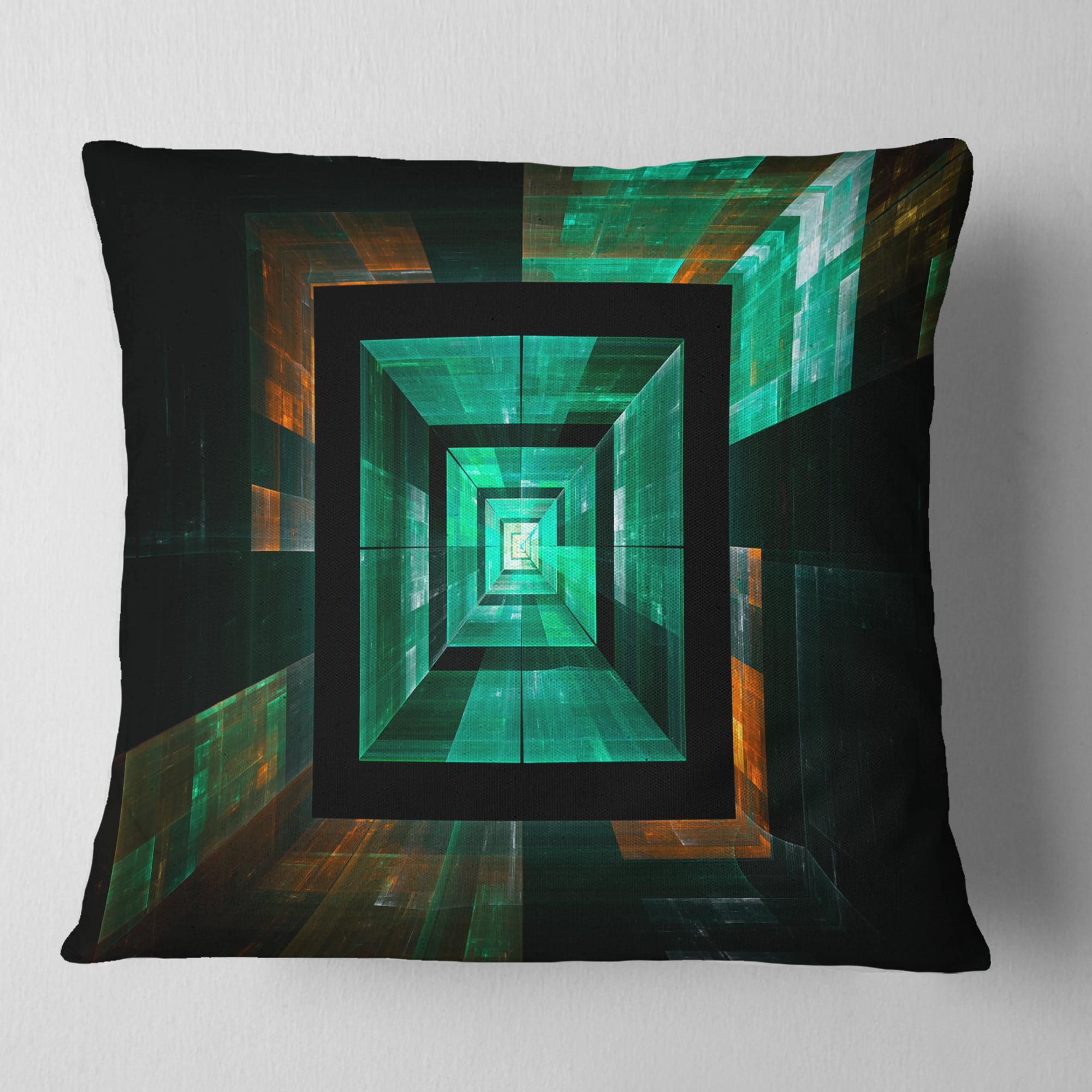 Designart Deep Green Infinite Cube - Contemporary Throw Pillow - 18x18