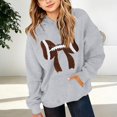 thumbnail image 2 of GiLiling Girls Football Bow Graphic Hoodie Kids Cute Preppy Hooded Sweatshirts Teens Oversized Long Sleeve Pullover Tops (Grey, 3-4 Years), 2 of 3
