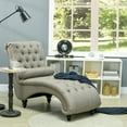 thumbnail image 2 of HOMCOM Chaise Longue Intérieure Capitonnée avec Coussin pour Salon Beige, 2 of 10