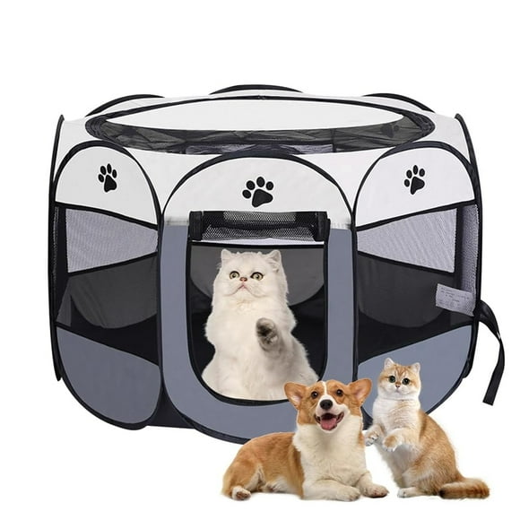 Parc pour Chien, 73 x 73 x 43cm Parc Chiot Interieur, Pliable Enclos Chien Interieur, Parc Chat Animaux, Convient aux Petits Chats, Chiens, Lapins (Gris)