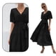 thumbnail image 3 of Vestido largo de dama de honor sin mangas con volantes y cuello en V para mujer, 3 of 6