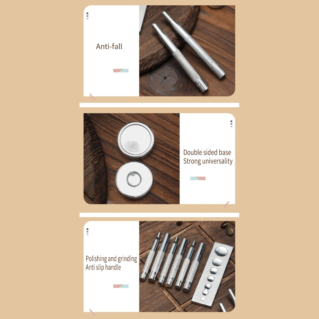 2Sets Press Studs Button Fastener Fixing Tool with Punching Tool, Installing Tool and Base for Leather Belt, Jackets
