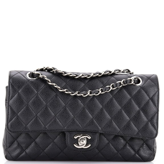 Pre-Owned Classic Double Flap Bag Quilted Caviar Medium By Rebag