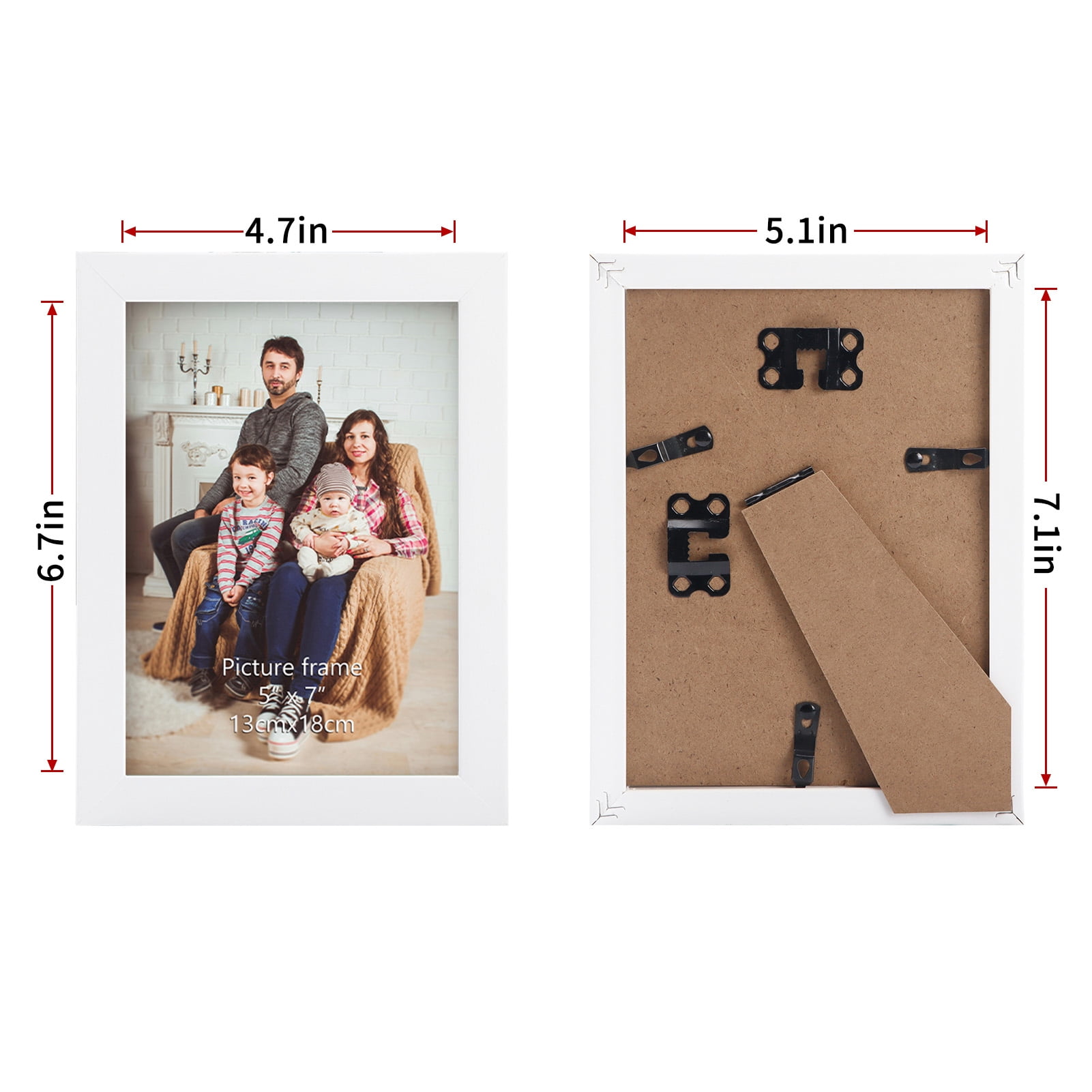 5x7 Picture Frame Set of 12, Multi White Woodgrain 5 by 7 Photo Frames Bulk for Wall or Tabletop Display,White