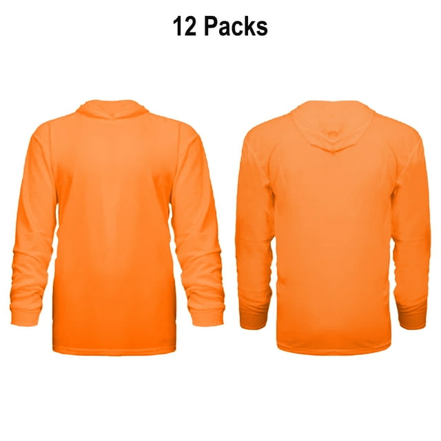 D & S Polymesh Safety Hoodie, Long Sleeve, 12 Pack - 100% Polyester, Size: Adult