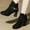 #155-Black, variant on Wowcloth Ankle Boots for Women - Winter Solid Color Buckle Strap Round Toe Chunky Heel Side Zipper High Heel for Casual Fashion