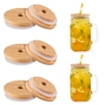 thumbnail image 4 of KAKOWELY 8pcs Wide Mouth Mason Jar Lids Regular Canning Lids Reusable Bamboo Jar Drinking Lids with Straw Hole,2.76"X2.76"X0.79", 4 of 4