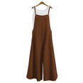 thumbnail image 5 of WTOBBY Women's Casual Wide Leg Jumpsuit Romper in Solid Color, Overalls Style with Adjustable Straps, Side Slit Legs, and Pockets for Stylish Comfort,Coffee2XL, 5 of 5