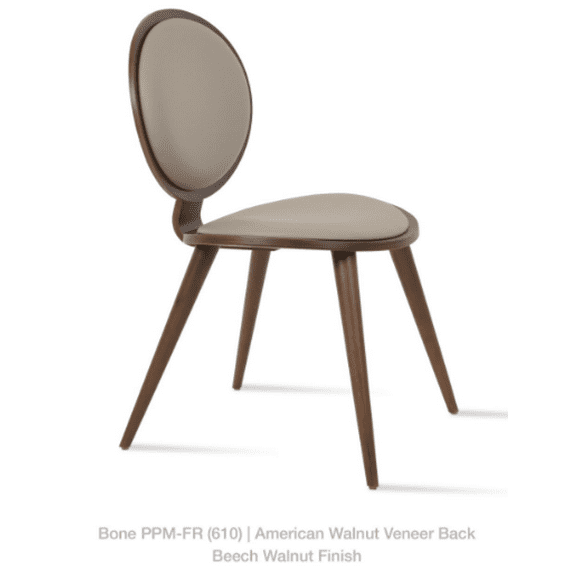 TOKYO DINING CHAIR - PPM-FR BONE (610)- AMERICAN PLYWOOD WALNUT VENEER BACK - BEECH WOOD WALNUT FINISH LEGS