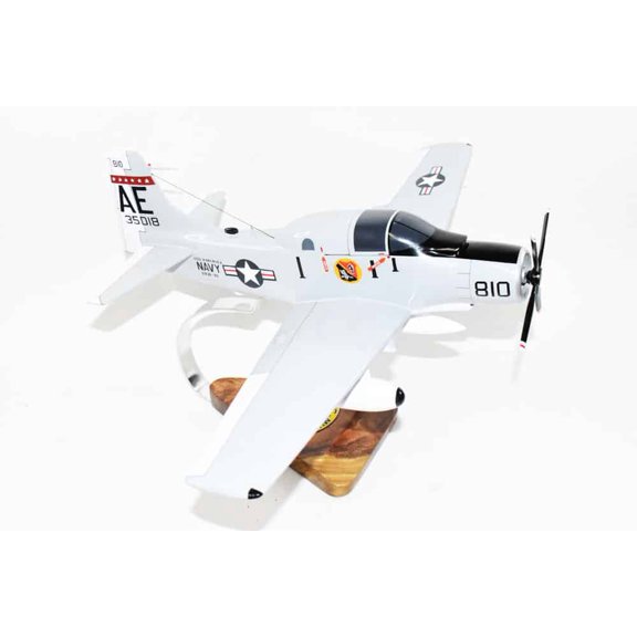 VAW-33 Nighthawks EA-1F Model, AD5Q,  Navy, 1/33 Scale Model, Mahogany