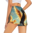 thumbnail image 3 of Bixox Women's Golden Cloud Winged Dog pattern 2 in 1 Running Shorts - Lightweight Athletic Workout Gym Yoga Shorts Liner with Pockets - Medium, 3 of 5