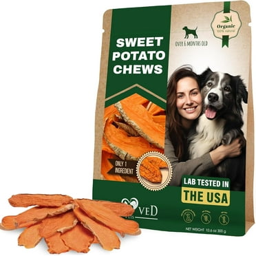 Dog Sweet Potato Chips Pet Natural Chew Treats - Grain Free & Human Grade Dried Snacks in Bulk - Best Twists for Training Small & Large Dogs - Lab Tested in the USA