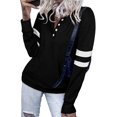 thumbnail image 2 of Womens Casual Sweatshirts Color Block Long Sleeve Sweaters Buttons Henley, 2 of 5