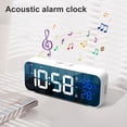 thumbnail image 2 of 1 Set Alarm Clock 5 Gears Volume/Brightness Voice Control Snooze Glow-in-the-dark 1200mAh Temperature Humidity LED Clock for Home, 2 of 8