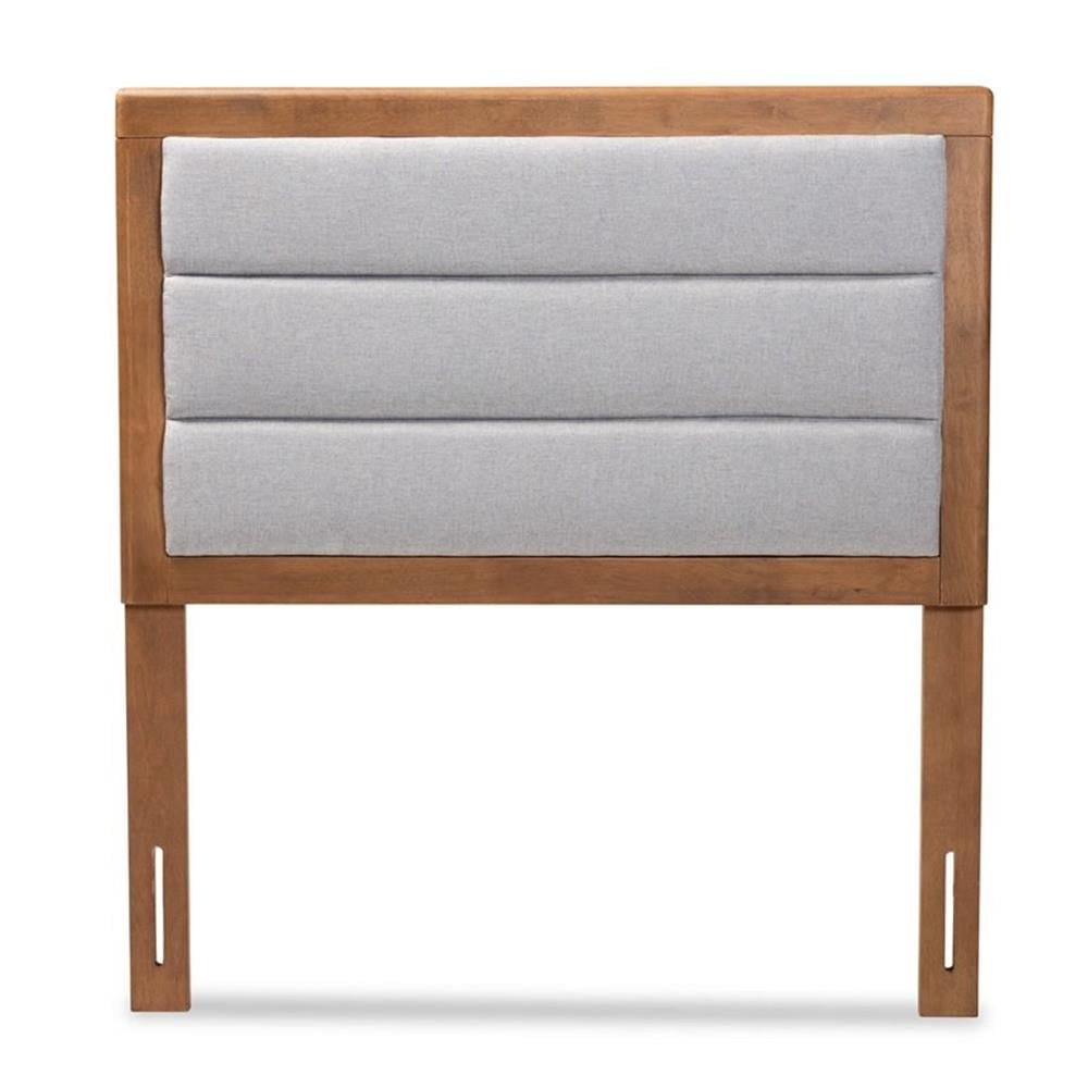 Baxton Studio Dexter Modern and Contemporary Light Grey Fabric  and Walnut Brown Finished  Twin Size Headboard,Wholesale