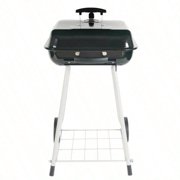 New 17.5-Inch Square Steel Charcoal Grill With Wheels, Black Classic Style, A Good Helper For Outdoor Barbecue, Easy To Move And More Convenient