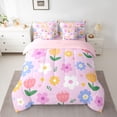 thumbnail image 2 of Feelyou Cute Cherry Blossoms Bedding Comforter Set 7 Pieces for Kids, Princess Cartoon Full Bedding Set, Kawaii Flower Floral Reversible Fitted Sheet Flat Sheet, Super Cozy Room Decor, 2 of 8