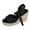 B Black, variant on Women's Open Toe Slip On Suede Wedge Sandals Elegant Lace Up Espadrille Dress Shoes Comfortable Non Slip Platform Sandal Black Size 6.5