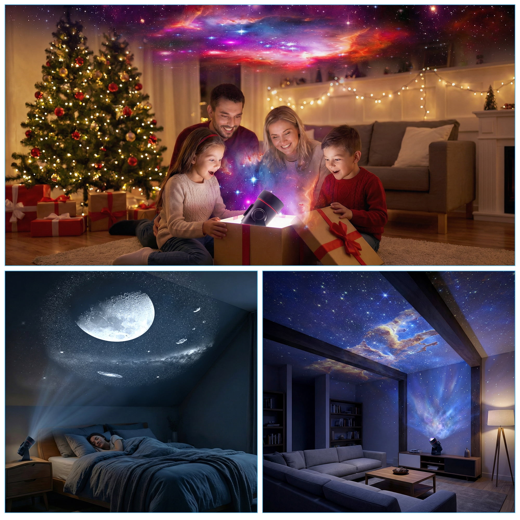 DAYBETTER 2-in-1 HD Planetarium LED Projector, Rechargeable Galaxy Light Projector with Dimmable Night Light for Kids, Room Decor