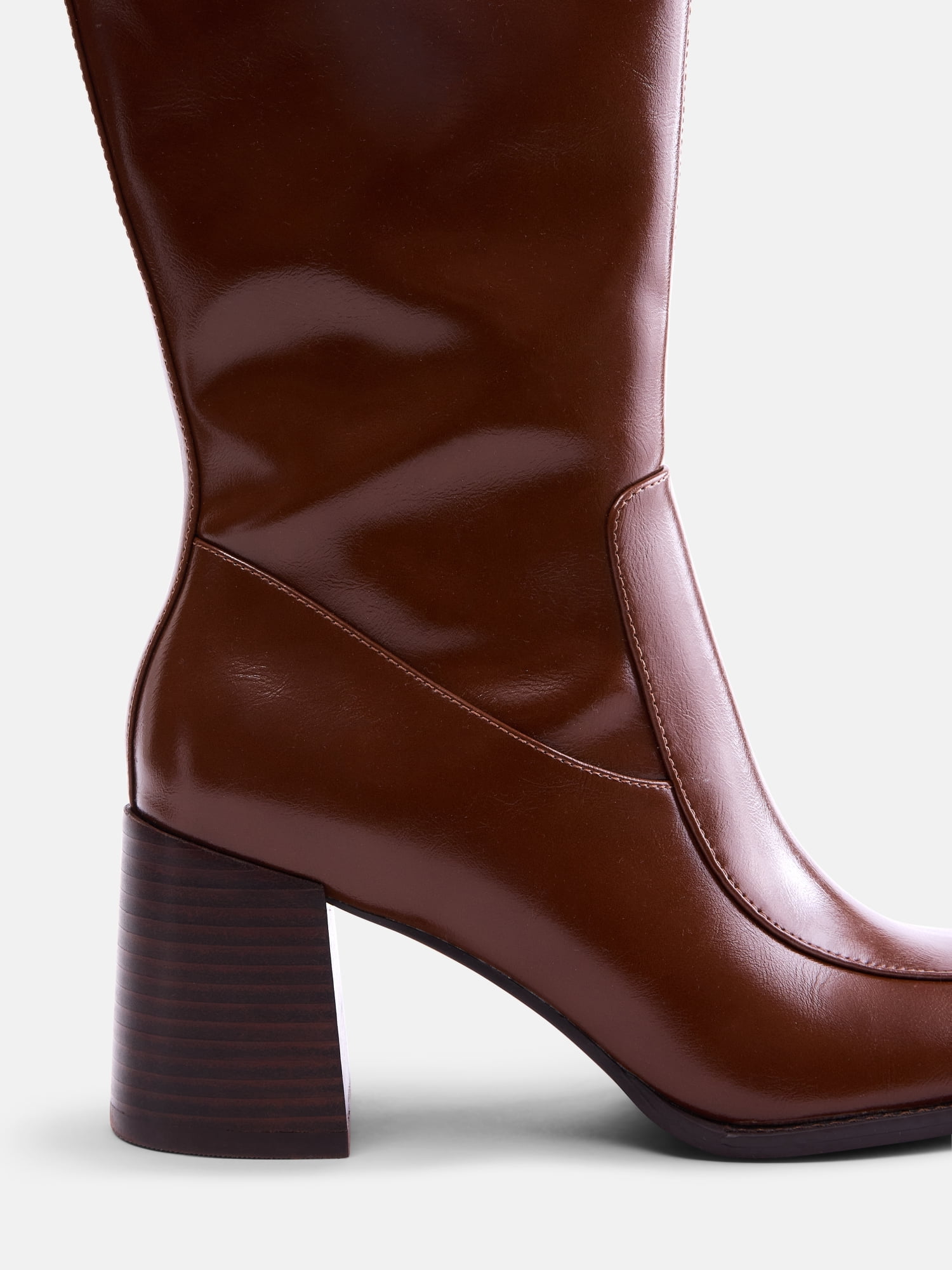 Free Assembly Women's Faux Leather Square Toe Tall Boots