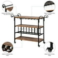 thumbnail image 3 of Kitchen Cart,Kitchen Bar&Serving Cart Rolling Utility Storage Cart with 3-Tier Shelves,Metal Wine Rack Storage and Glass Bottle Holder, Brown, 3 of 7