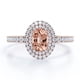 thumbnail image 1 of JeenMata Anillo de Compromiso con Doble Halo de Morganita y Moissanita Ovalada de 1,75 Quilates con Baño de Oro Rosa de 18 K sobre Plata, 1 of 6