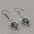 thumbnail image 2 of Blue Fire Labradorite Pear Shape Gemstone Earrings Amazing Jewelry 1.8" MXE 5483, 2 of 2