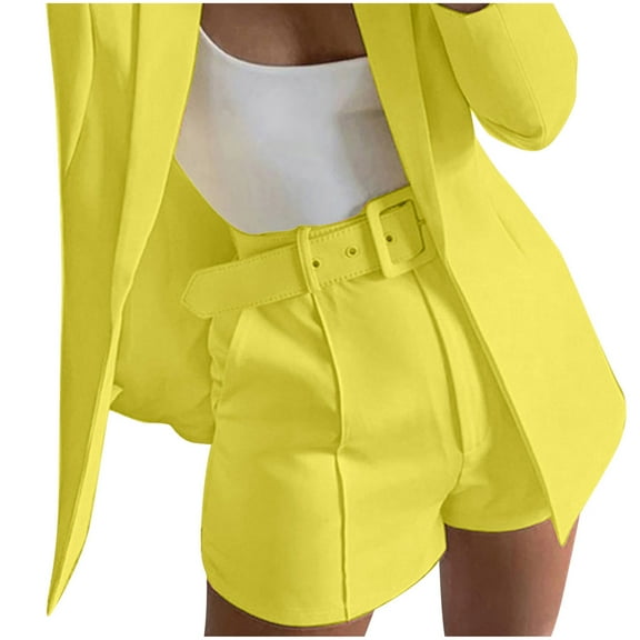 Timegard Suit Short for Women High Waist Straight Leg Solid Color Work Casual Office Shorts with Belt