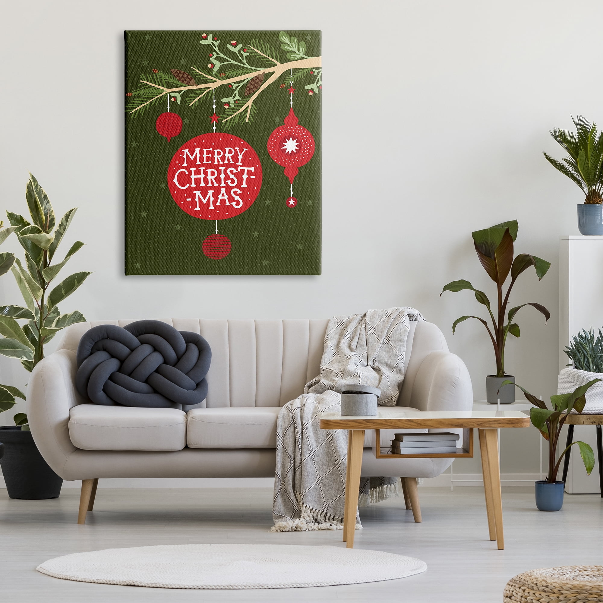 Design by Jean Kelly Merry Christmas Festive 36 in x 48 in Painting Canvas Art Print, by Stupell Home Décor