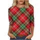 thumbnail image 2 of Fiudx Liquidación de Ofertas Flash Camiseta de Manga 3/4 con Cuello Redondo y Estampado Navideño para Mujer, Jersey con Cuello Redondo, Top/Camisa de Manga Larga con Cuello Redondo, 2 of 5