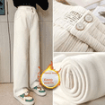 thumbnail image 2 of Pantalones de campana de pana para mujer, holgados, de pierna recta, con forro polar, informales y elegantes, para otoño e invierno, para niñas, 2 of 4