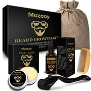 Beard Growth Kit, Beard Growth Oil Serum, Beard Roller for Men - Facial Hair Growth Kit with Beard Balm and Comb